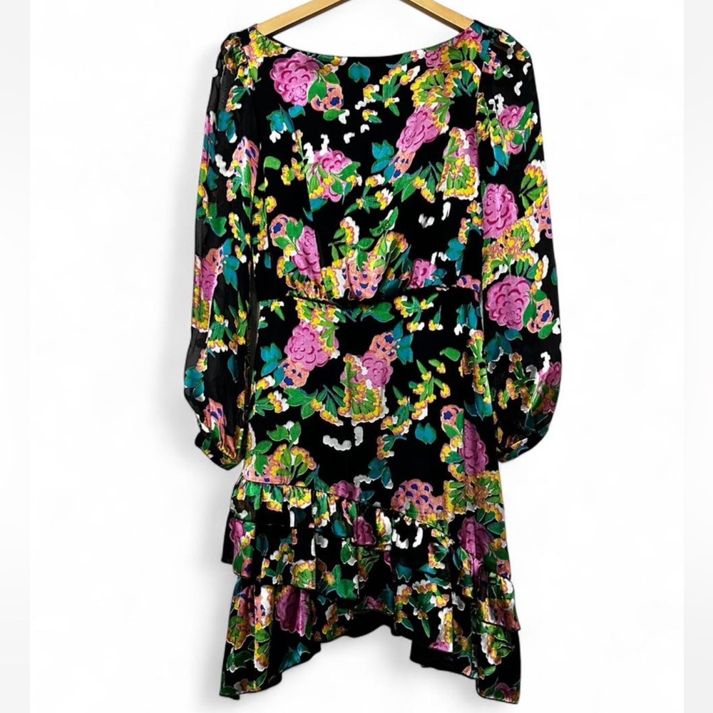 Saloni Black Floral Mini Dress